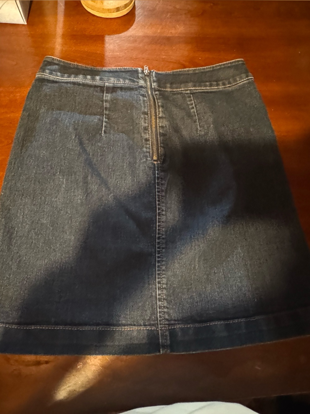 LOFT Dark Blue Denim Mini Skirt with Back Zip
